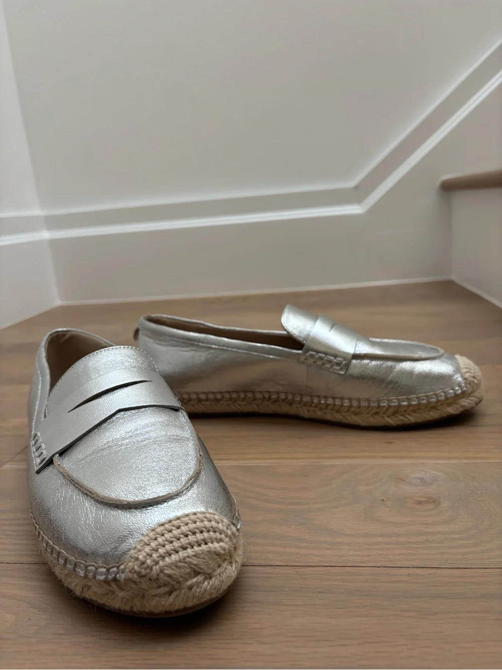 Sam Edelman Silver Metallic Espadrille Loafer - Size 11